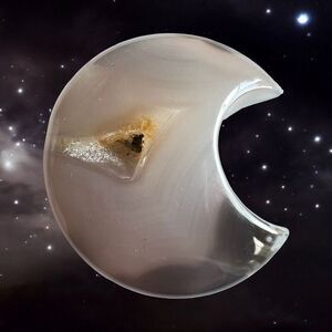 Gray Agate Crystal‎ Crescent Moon Meditation Healing Stone (3)